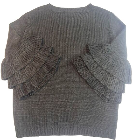 IJOAH Sweater Womens Small Black Boho Knit Hippie Tiered Layered Bell Sleeves - Picture 2 of 13